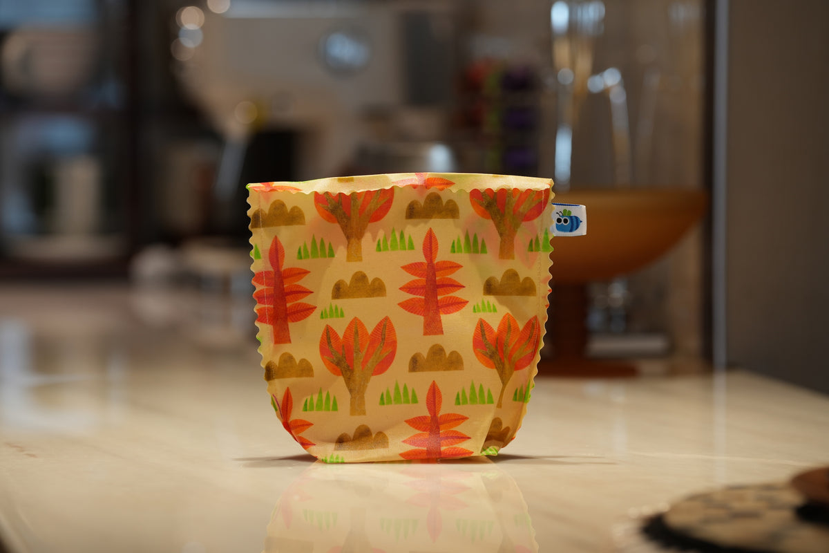 Bluebee 2-Piece Beeswax Food Bag Set: Pumpkin Harvest Thanksgiving Collection