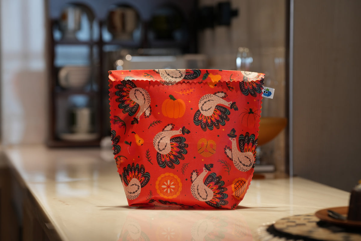 Bluebee 2-Piece Beeswax Food Bag Set: Autumn Magic Thanksgiving Collection