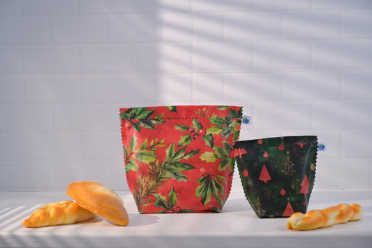Bluebee 2-Piece Beeswax Bag Set: Jolly Classic Christmas Collection